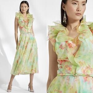 Ralph Lauren Purple Label Floral Tulle Dress 2 Fit Flare Wedding Guest Formal